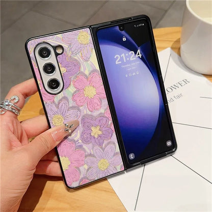 For Samsung Galaxy Z Fold6 5G Case Lacquered Pattern PU Leather PC Phone Cover