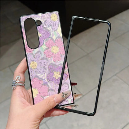 For Samsung Galaxy Z Fold6 5G Case Lacquered Pattern PU Leather PC Phone Cover