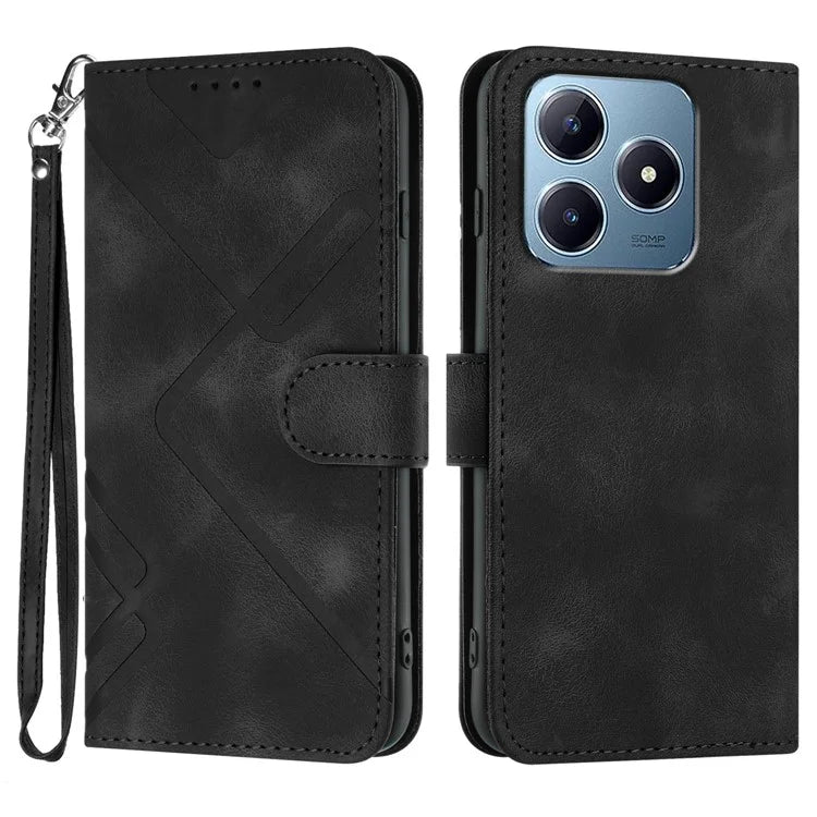 YX0040 For Realme C63 4G Case Leather Phone Cover Geometry Pattern