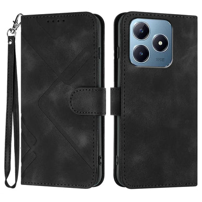 YX0040 For Realme C63 4G Case Leather Phone Cover Geometry Pattern