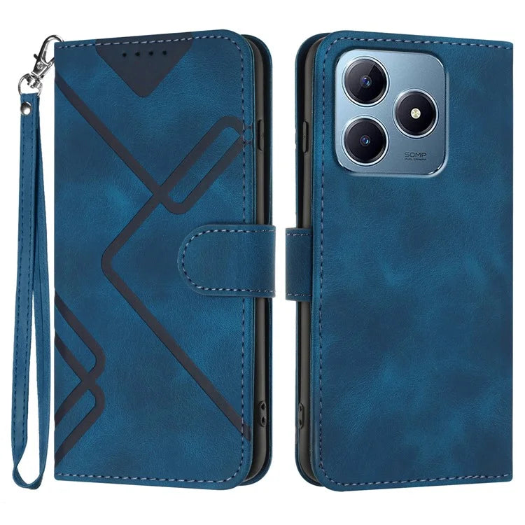 YX0040 For Realme C63 4G Case Leather Phone Cover Geometry Pattern