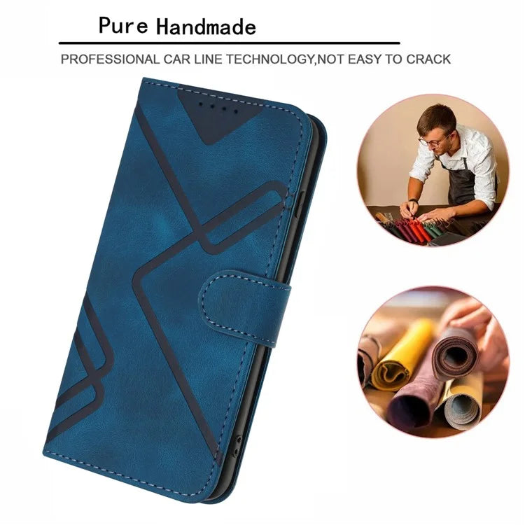 YX0040 For Realme C63 4G Case Leather Phone Cover Geometry Pattern