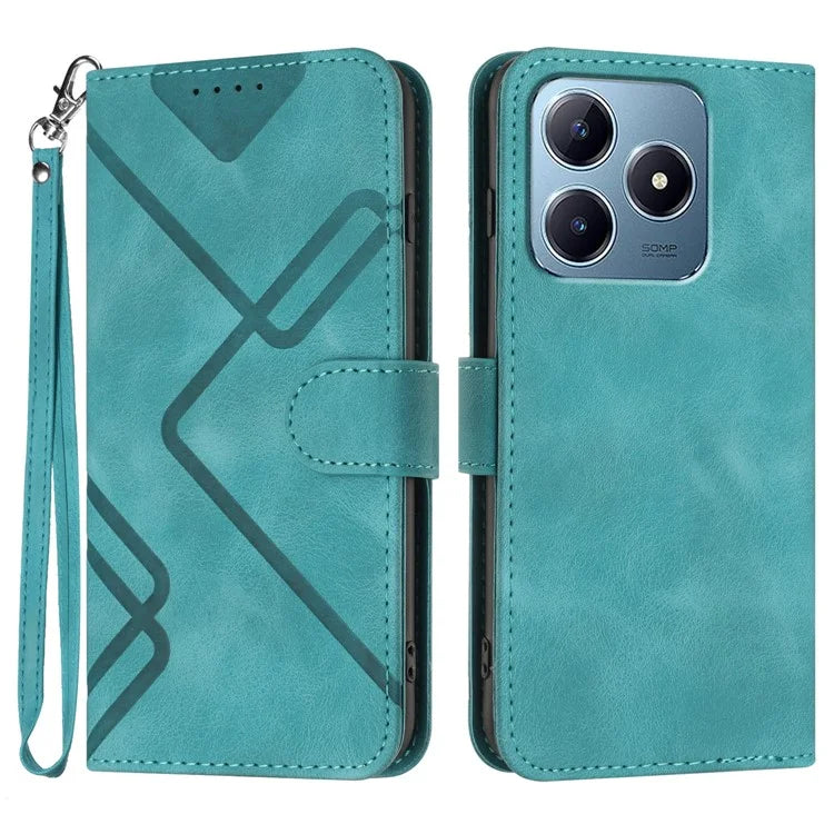 YX0040 For Realme C63 4G Case Leather Phone Cover Geometry Pattern