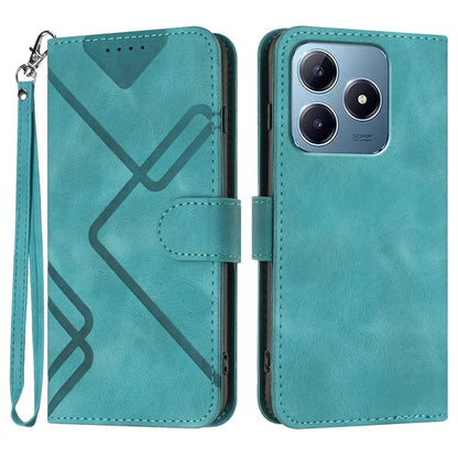 YX0040 For Realme C63 4G Case Leather Phone Cover Geometry Pattern