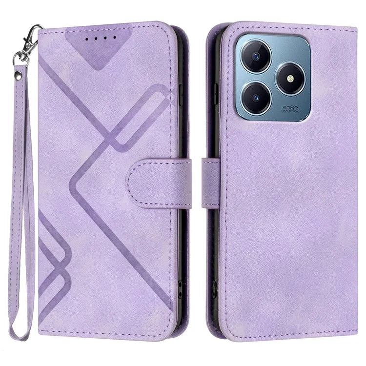 YX0040 For Realme C63 4G Case Leather Phone Cover Geometry Pattern