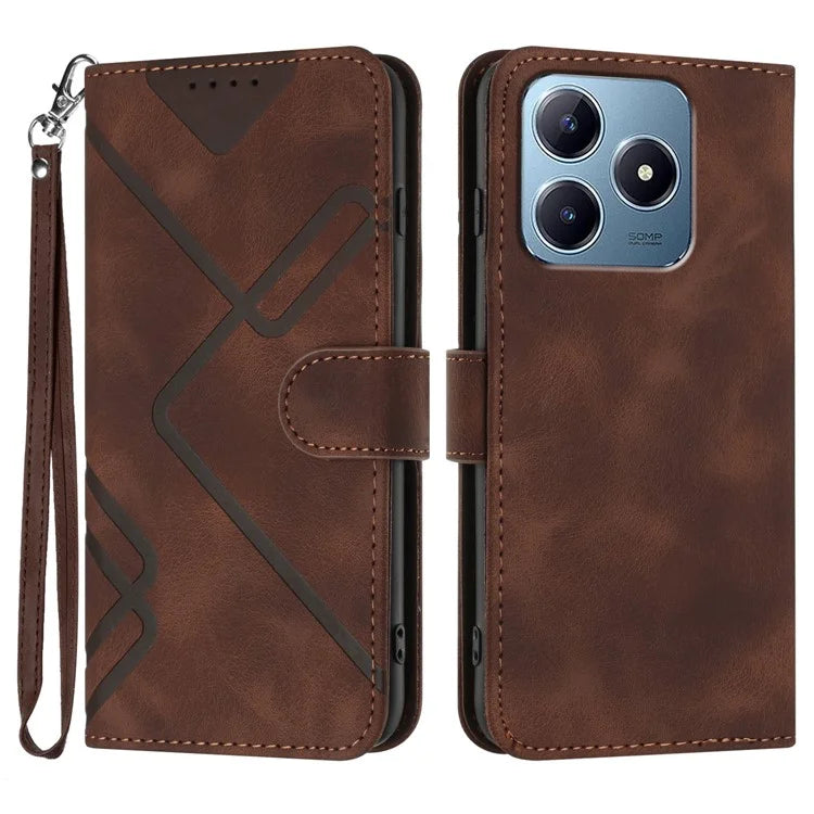 YX0040 For Realme C63 4G Case Leather Phone Cover Geometry Pattern