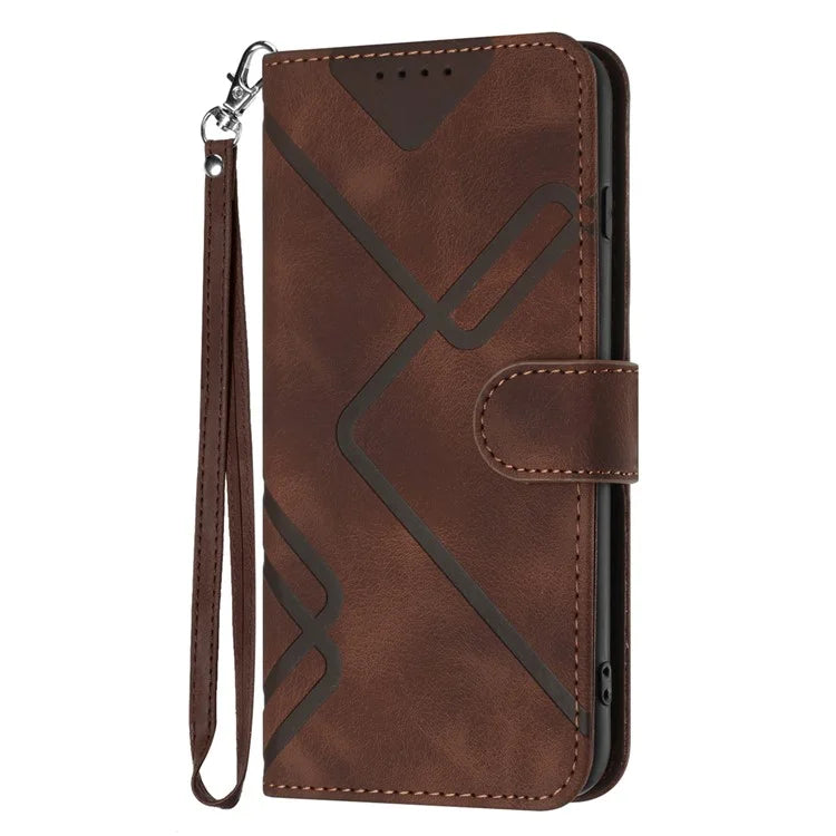 YX0040 For Realme C63 4G Case Leather Phone Cover Geometry Pattern