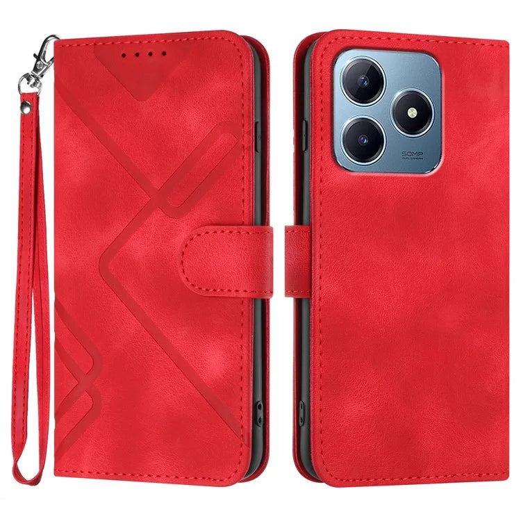YX0040 For Realme C63 4G Case Leather Phone Cover Geometry Pattern