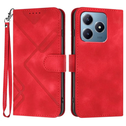 YX0040 For Realme C63 4G Case Leather Phone Cover Geometry Pattern