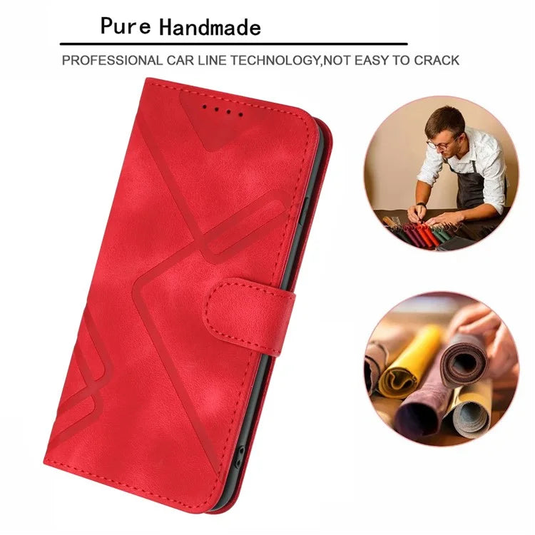 YX0040 For Realme C63 4G Case Leather Phone Cover Geometry Pattern