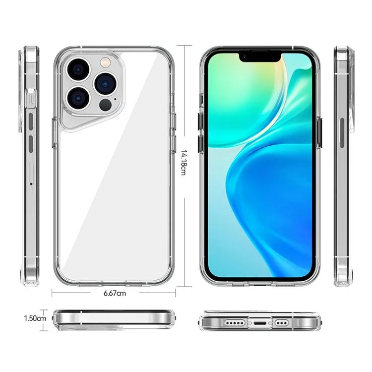 For iPhone 13 Pro Clear Case Colorful Borders TPU+PC+PMMA Phone Cover
