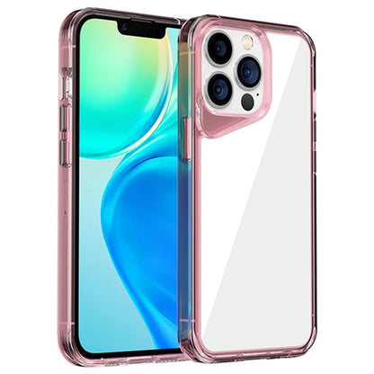 For iPhone 13 Pro Clear Case Colorful Borders TPU+PC+PMMA Phone Cover