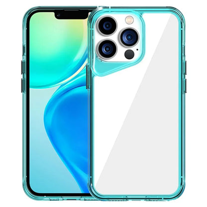 For iPhone 13 Pro Clear Case Colorful Borders TPU+PC+PMMA Phone Cover