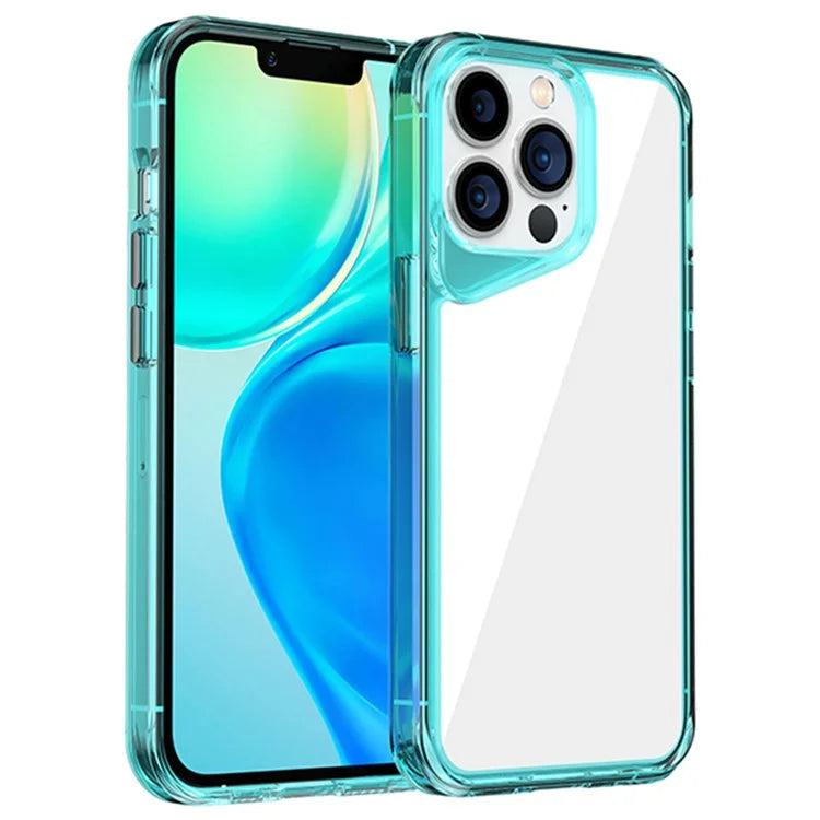 For iPhone 13 Pro Clear Case Colorful Borders TPU+PC+PMMA Phone Cover