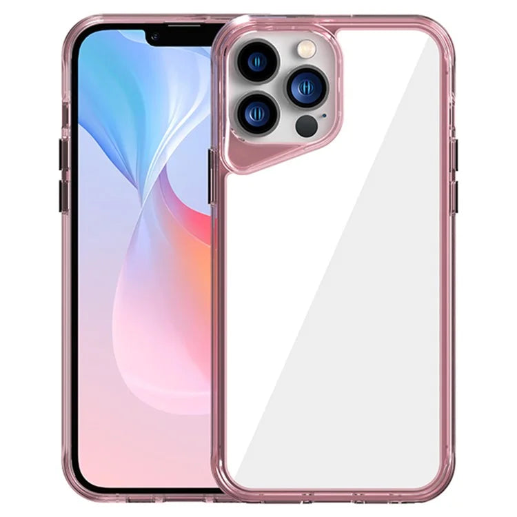 For iPhone 13 Pro Max Case Colorful Borders TPU+PC+PMMA Clear Phone Cover
