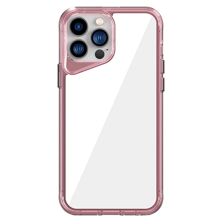 For iPhone 13 Pro Max Case Colorful Borders TPU+PC+PMMA Clear Phone Cover