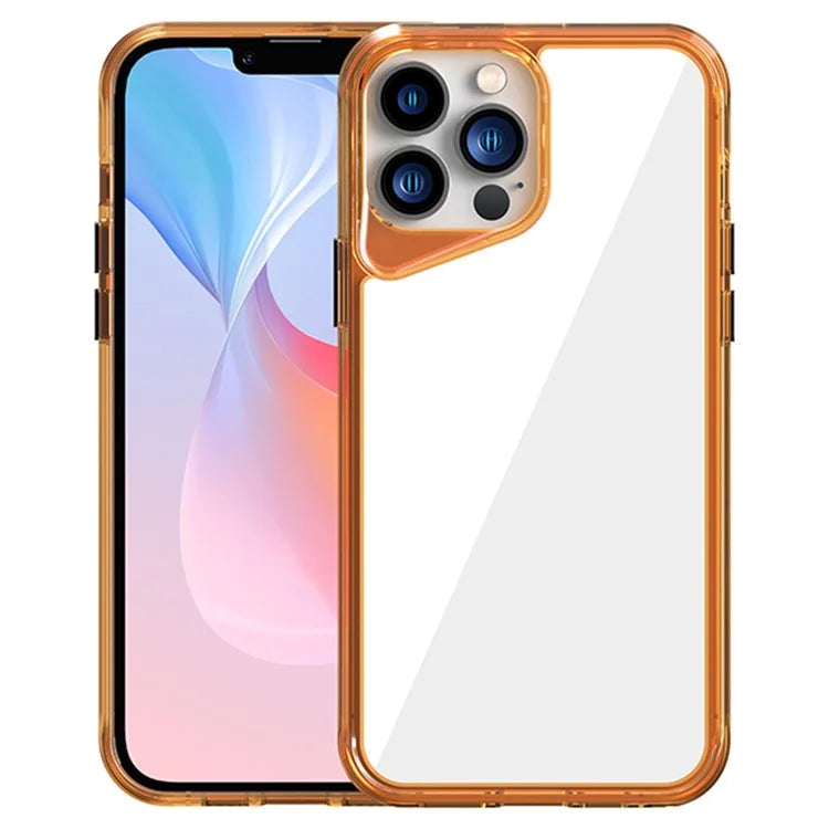For iPhone 13 Pro Max Case Colorful Borders TPU+PC+PMMA Clear Phone Cover