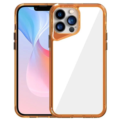For iPhone 13 Pro Max Case Colorful Borders TPU+PC+PMMA Clear Phone Cover