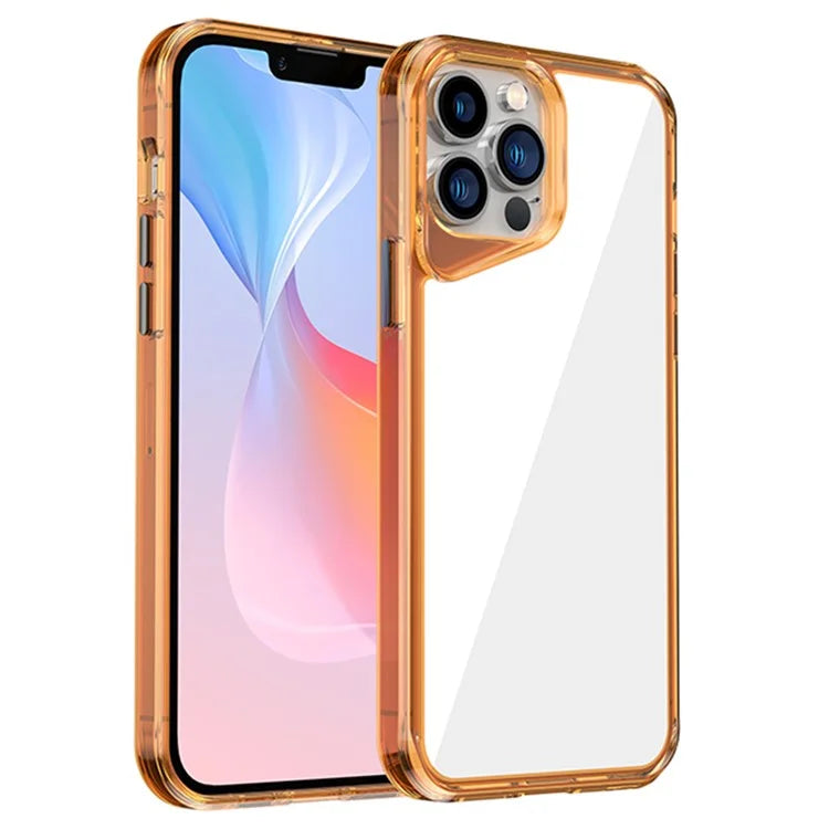 For iPhone 13 Pro Max Case Colorful Borders TPU+PC+PMMA Clear Phone Cover