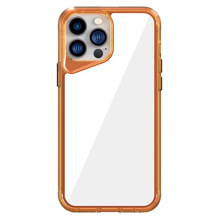 For iPhone 13 Pro Max Case Colorful Borders TPU+PC+PMMA Clear Phone Cover