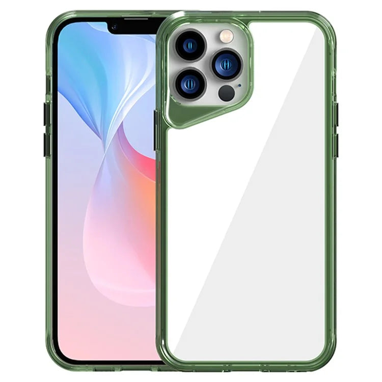 For iPhone 13 Pro Max Case Colorful Borders TPU+PC+PMMA Clear Phone Cover