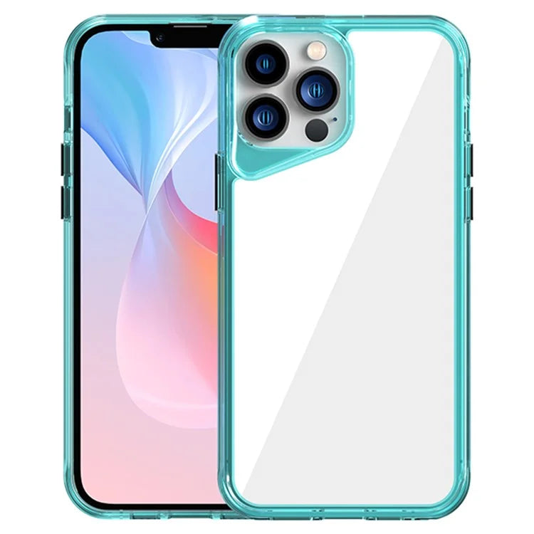 For iPhone 13 Pro Max Case Colorful Borders TPU+PC+PMMA Clear Phone Cover