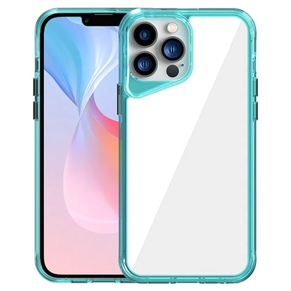For iPhone 13 Pro Max Case Colorful Borders TPU+PC+PMMA Clear Phone Cover