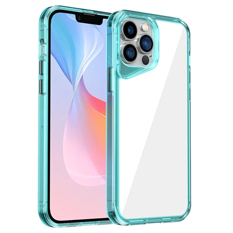 For iPhone 13 Pro Max Case Colorful Borders TPU+PC+PMMA Clear Phone Cover