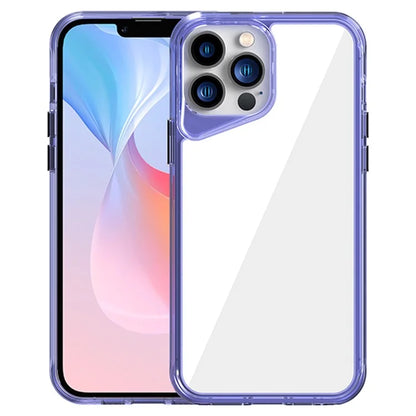 For iPhone 13 Pro Max Case Colorful Borders TPU+PC+PMMA Clear Phone Cover