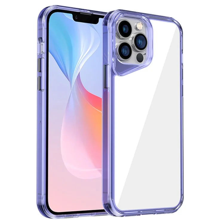 For iPhone 13 Pro Max Case Colorful Borders TPU+PC+PMMA Clear Phone Cover