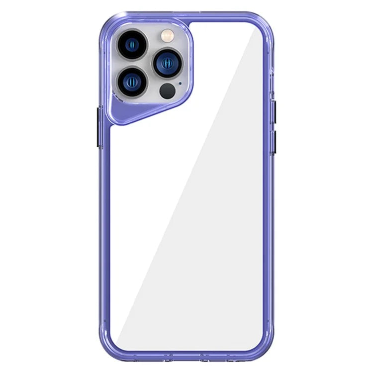 For iPhone 13 Pro Max Case Colorful Borders TPU+PC+PMMA Clear Phone Cover