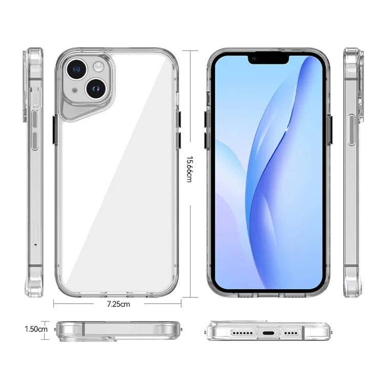 For iPhone 14 Plus Clear Case TPU+PC+PMMA Phone Cover Colorful Frame