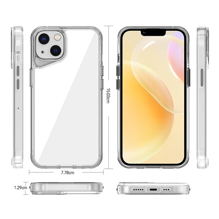For iPhone 14 Clear Case TPU+PC+PMMA Hybrid Phone Cover