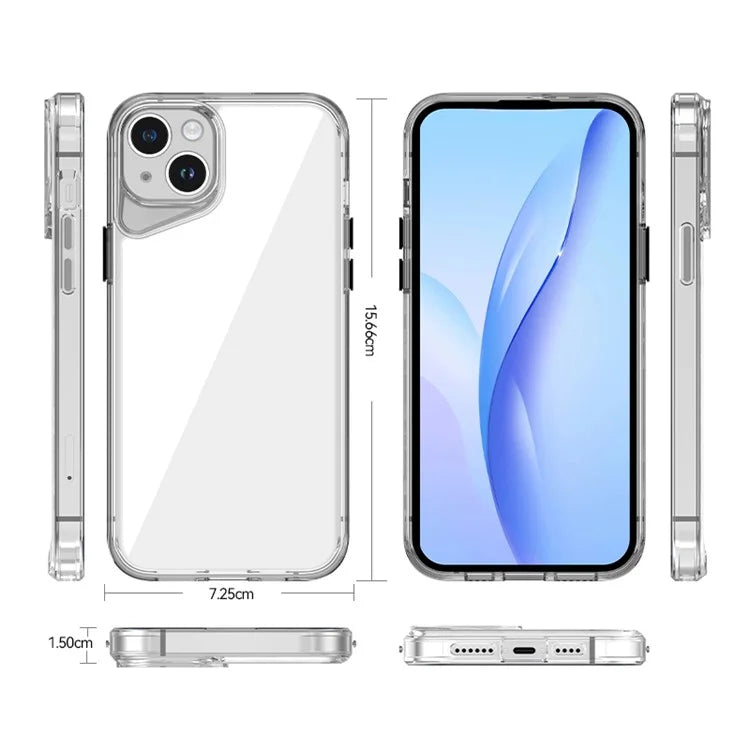 For iPhone 15 Plus Case Anti-Drop TPU+PC+PMMA Clear Phone Cover