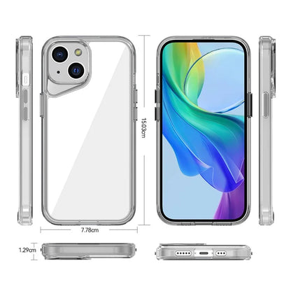 For iPhone 15 Clear Case TPU+PC+PMMA Anti-Scratch Phone Cover