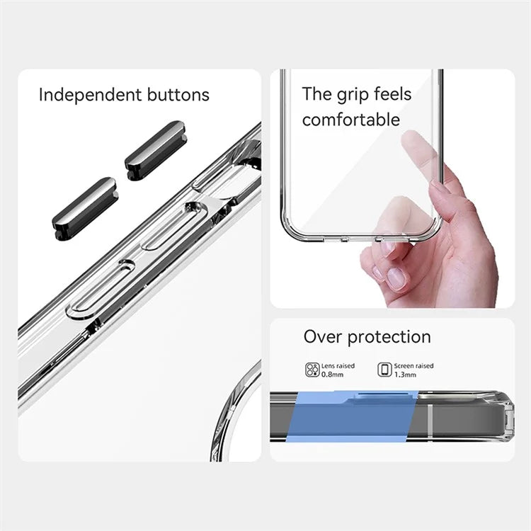 For iPhone 15 Clear Case TPU+PC+PMMA Anti-Scratch Phone Cover