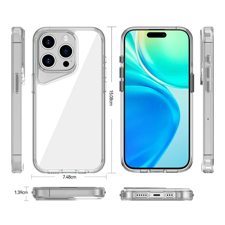 For iPhone 15 Pro Clear Case TPU+PC+PMMA Anti-Drop Phone Cover