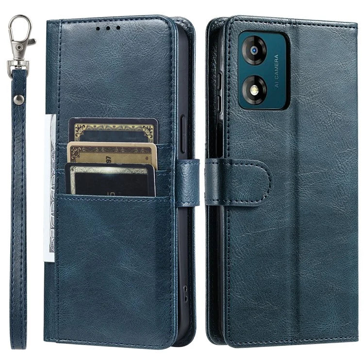 013 Style For Motorola Moto E14 4G / G04 4G / G04s 4G / G24 4G Case PU Leather Phone Cover with 6 Card Slots