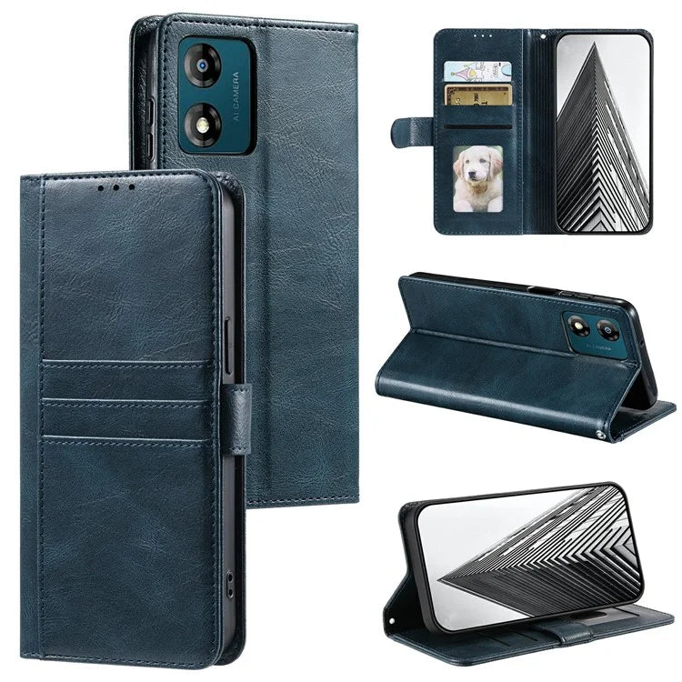 013 Style For Motorola Moto E14 4G / G04 4G / G04s 4G / G24 4G Case PU Leather Phone Cover with 6 Card Slots