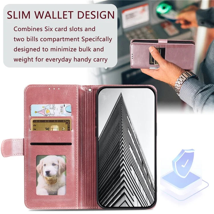 013 Style For Motorola Moto E14 4G / G04 4G / G04s 4G / G24 4G Case PU Leather Phone Cover with 6 Card Slots