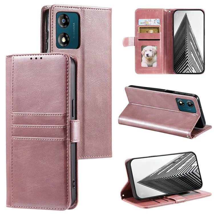 013 Style For Motorola Moto E14 4G / G04 4G / G04s 4G / G24 4G Case PU Leather Phone Cover with 6 Card Slots