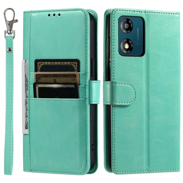 013 Style For Motorola Moto E14 4G / G04 4G / G04s 4G / G24 4G Case PU Leather Phone Cover with 6 Card Slots