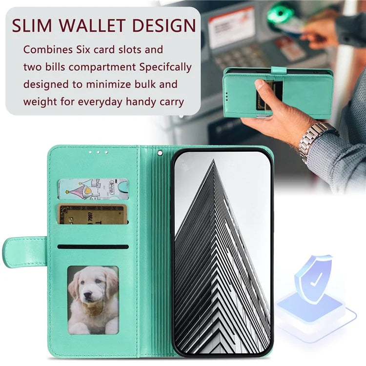 013 Style For Motorola Moto E14 4G / G04 4G / G04s 4G / G24 4G Case PU Leather Phone Cover with 6 Card Slots