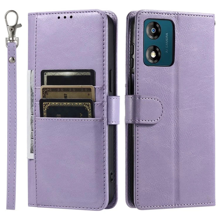 013 Style For Motorola Moto E14 4G / G04 4G / G04s 4G / G24 4G Case PU Leather Phone Cover with 6 Card Slots
