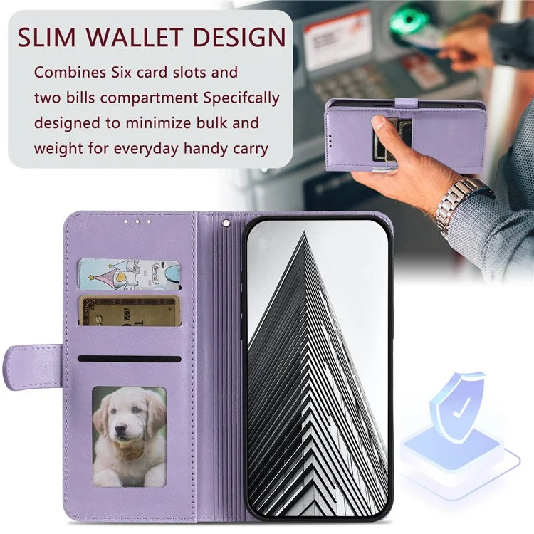 013 Style For Motorola Moto E14 4G / G04 4G / G04s 4G / G24 4G Case PU Leather Phone Cover with 6 Card Slots