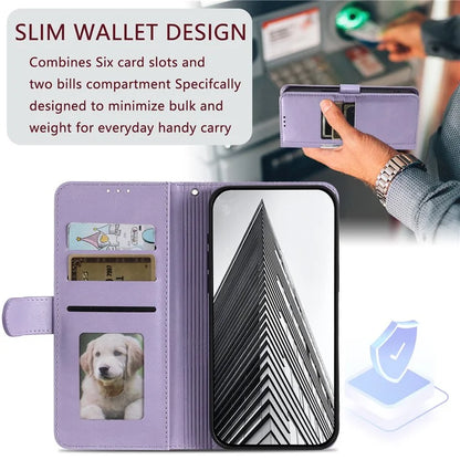013 Style For Motorola Moto E14 4G / G04 4G / G04s 4G / G24 4G Case PU Leather Phone Cover with 6 Card Slots