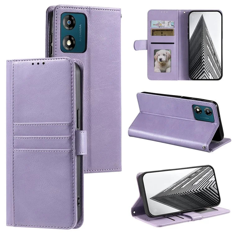 013 Style For Motorola Moto E14 4G / G04 4G / G04s 4G / G24 4G Case PU Leather Phone Cover with 6 Card Slots