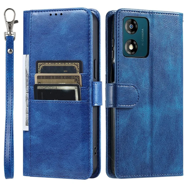 013 Style For Motorola Moto E14 4G / G04 4G / G04s 4G / G24 4G Case PU Leather Phone Cover with 6 Card Slots
