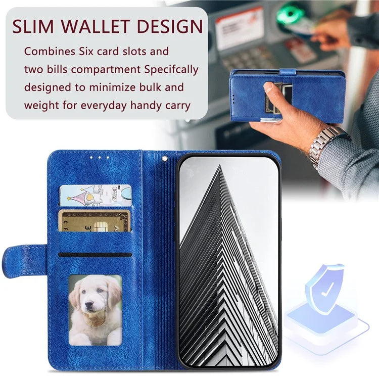 013 Style For Motorola Moto E14 4G / G04 4G / G04s 4G / G24 4G Case PU Leather Phone Cover with 6 Card Slots