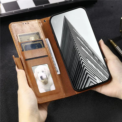 013 Style For Motorola Moto E14 4G / G04 4G / G04s 4G / G24 4G Case PU Leather Phone Cover with 6 Card Slots